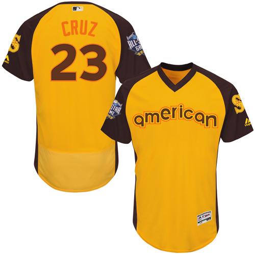 Mariners #23 Nelson Cruz Gold Flexbase Authentic Collection 2016 All-Star American League Stitched Jersey - Zenithce