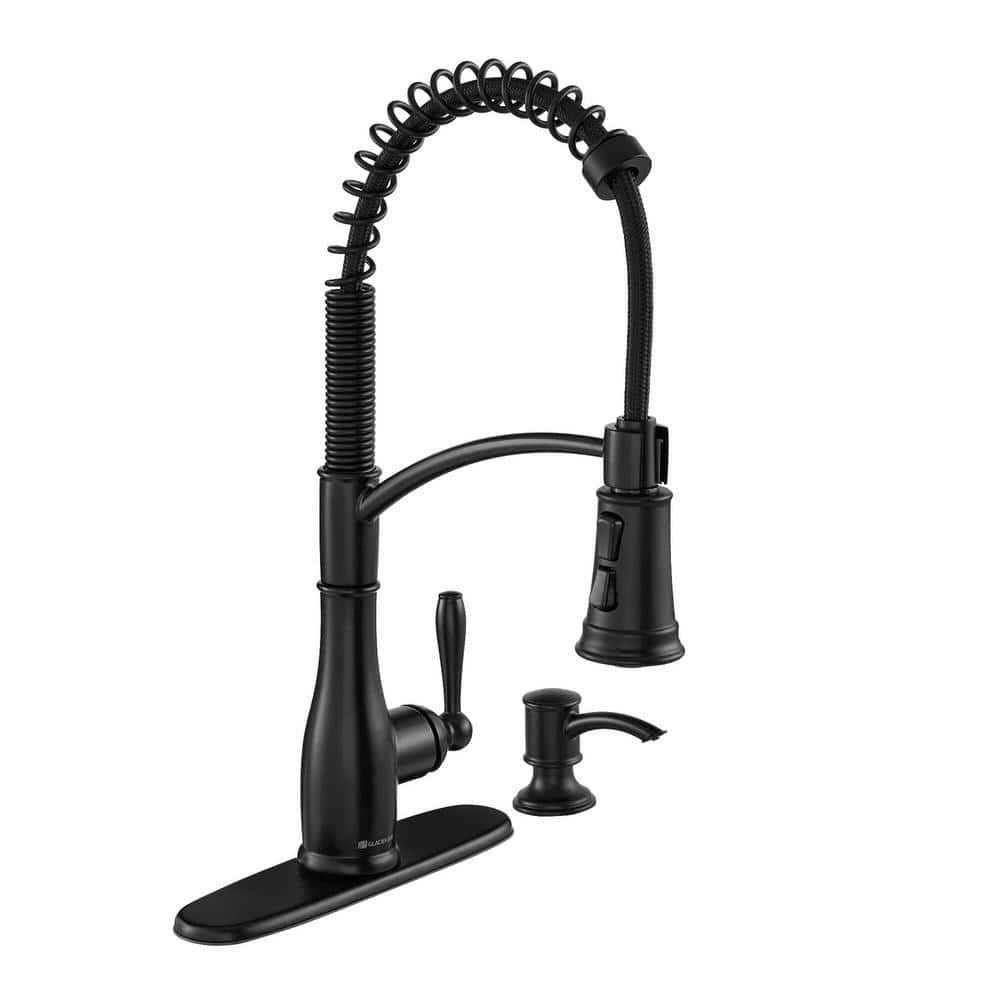Glacier Bay Mandouri Single-Handle Spring Neck Pull-Down Kitchen Faucet with Soap Dispenser - Zenithce