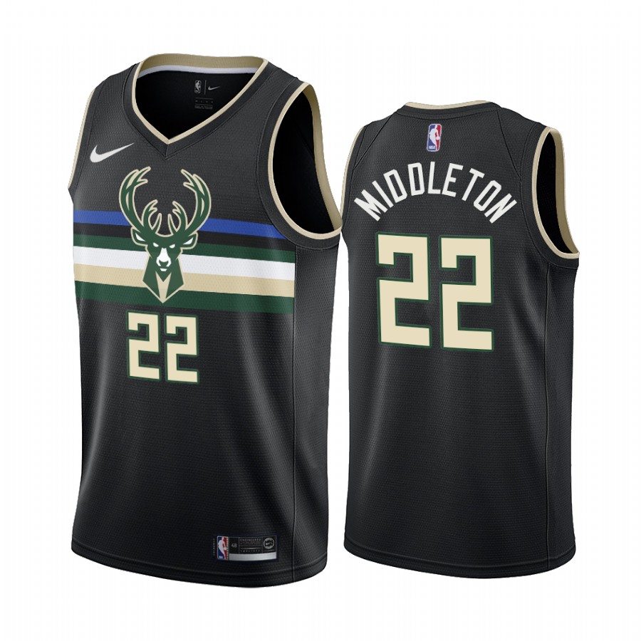 Bucks #22 Khris Middleton Black 2019-20 Statement Edition Jersey - Zenithce