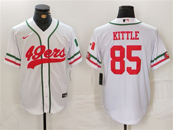 San Francisco 49ers #85 George Kittle White With Patch Cool Base Stitched Jersey - Zenithce