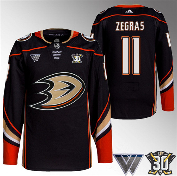Anaheim Ducks #11 Trevor Zegras Black 30th Anniversary Stitched Jersey - Zenithce