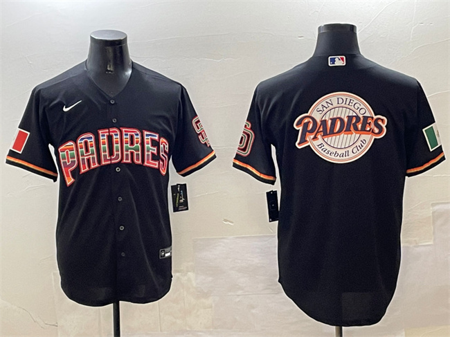 San Diego Padres Team Big Logo Black Mexico Cool Base Stitched Jersey - Zenithce
