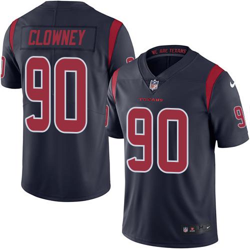Texans #90 Jadeveon Clowney Navy Blue Stitched Limited Rush Nike Jersey - Zenithce