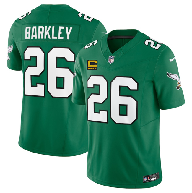 Philadelphia Eagles #26 Saquon Barkley Kelly Green 2025 F.U.S.E. With 4-Star C Patch Vapor Untouchable Limited Throwback Stitched Jersey - Zenithce