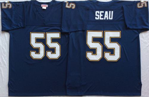 Mitchell And Ness 1994 Chargers #55 Junior Seau Navy Blue Throwback Stitched Jersey - Zenithce