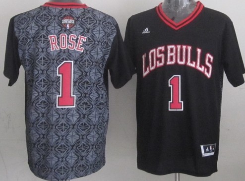 Chicago Bulls #1 Derrick Rose Revolution 30 Swingman 2014 Noche Latina Black Jersey - Zenithce