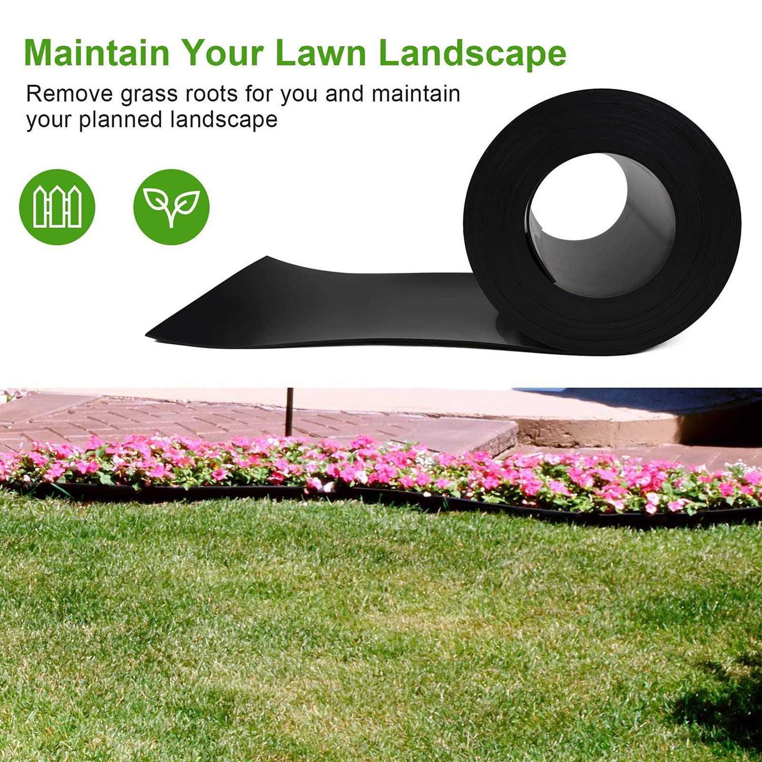 Doniks 12 Gauge Grass Weed Barrier Landscape Edging 10 inch Depth Flexible Border Roll Lawn Landscape Garden Edging for Backyard Driveway - Zenithce