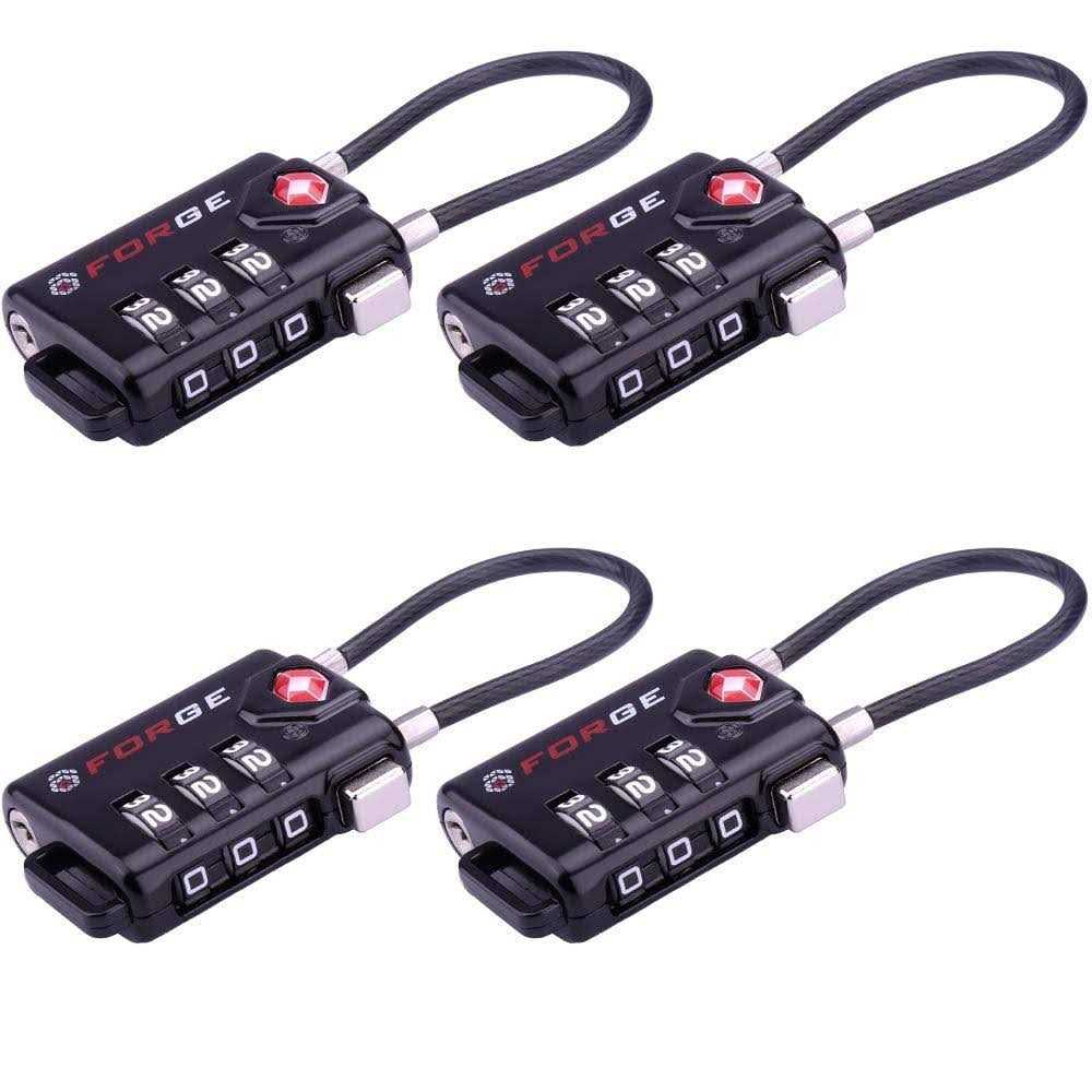 Forge Red 4 Pack TSA Approved Luggage Locks Ultra-Secure Dimple Key Travel Locks with Zinc Alloy Body - Zenithce