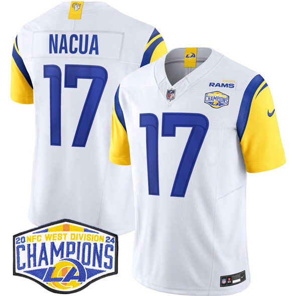 Los Angeles Rams #17 Puka Nacua White 2024 NFC West Champions F.U.S.E. Vapor Untouchable Stitched Jersey - Zenithce