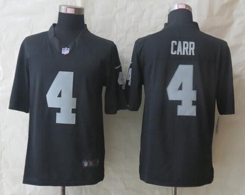 Raiders #4 Derek Carr Black Team Color Stitched Game Nike Jersey - Zenithce