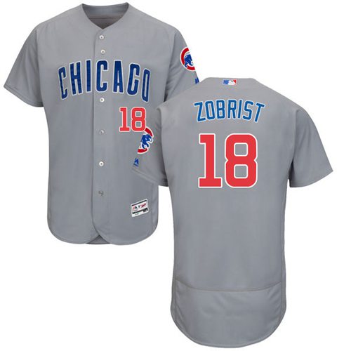 Cubs #18 Ben Zobrist Grey Flexbase Authentic Collection Road Stitched Jersey - Zenithce