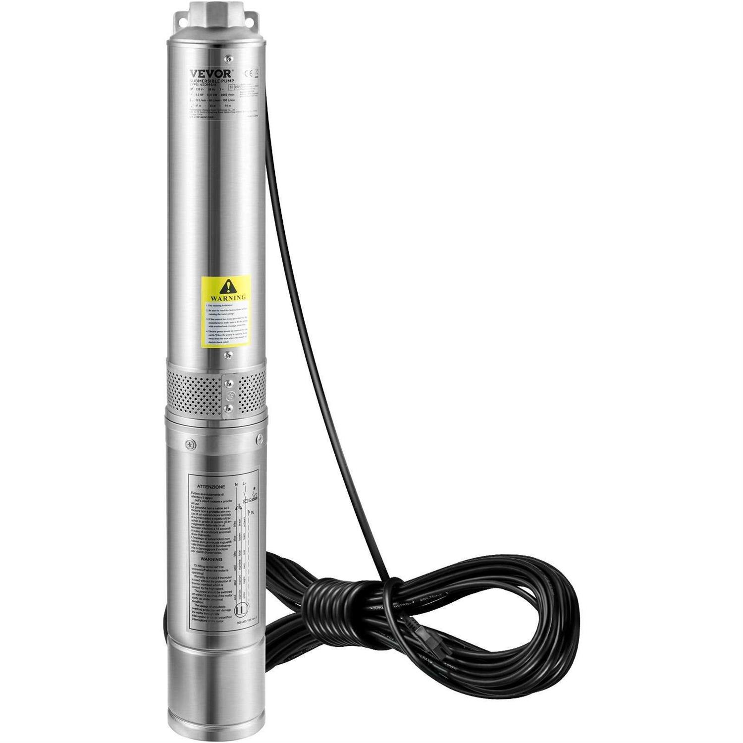 VEVOR Deep Well Submersible Pump 230V/60Hz 37GPM Head - Zenithce