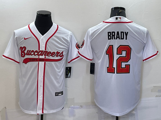Tampa Bay Buccaneers #12 Tom Brady White Cool Base Stitched Baseball Jersey - Zenithce