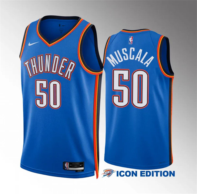 Oklahoma City Thunder #50 Mike Muscala Blue Icon Edition Stitched Jersey - Zenithce