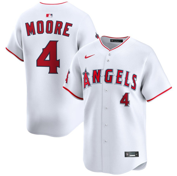 Los Angeles Angels #4 Christian Moore White Home Limited Stitched Jersey - Zenithce