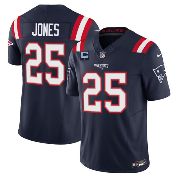 New England Patriots #25 Marcus Jones Navy 2025 F.U.S.E. With 1-Star C Patch Vapor Limited Stitched Jersey - Zenithce