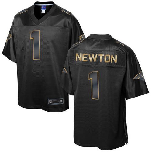 Panthers #1 Cam Newton Pro Line Black Gold Collection Stitched Game Nike Jersey - Zenithce