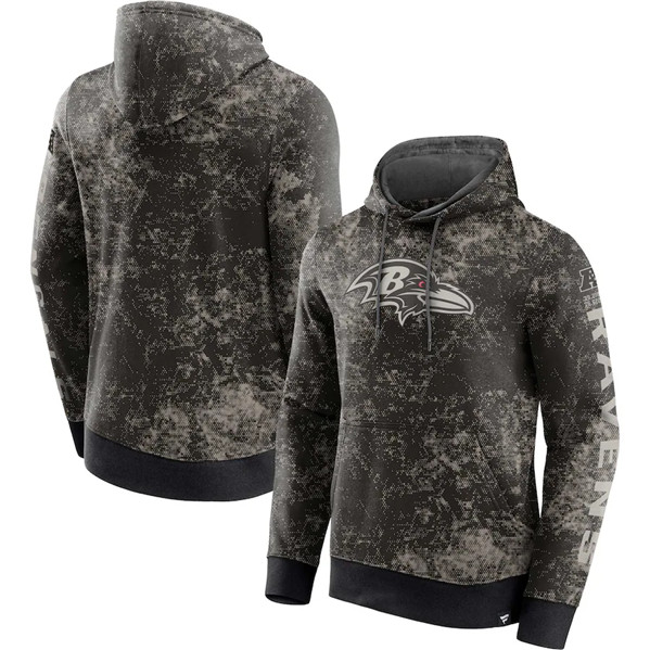Baltimore Ravens Black Gray Blackout Tonal Pullover Hoodie - Zenithce