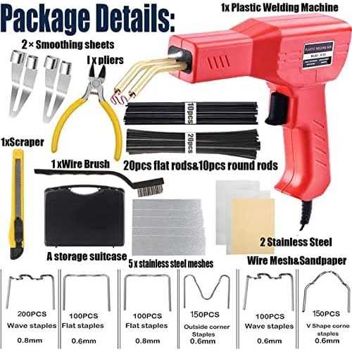 Upgraded 150W Plastic Welder Bumper Repair Kit,2-in-1 Plastic Welding Kit 800PCS Hot Staples & 30pcs Plastic Welding Rods,Hot Stapler Plastic Repair - Zenithce