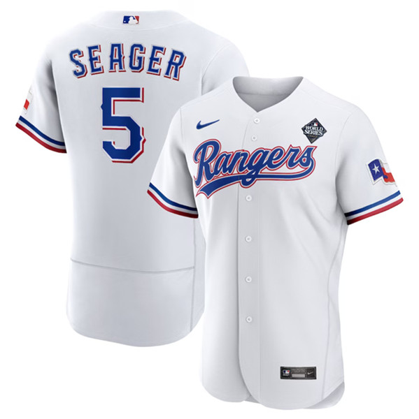 Texas Rangers #5 Corey Seager White 2023 World Series Flex Base Stitched Jersey - Zenithce