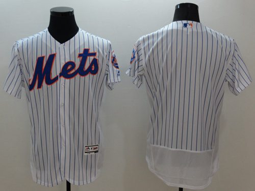 Mets Blank White(Blue Strip) Flexbase Authentic Collection Stitched Jersey - Zenithce