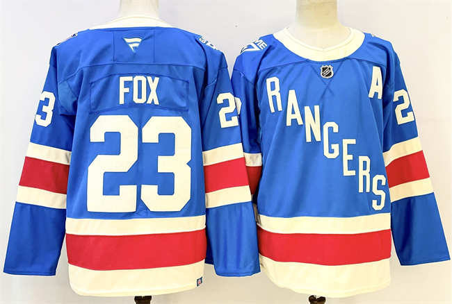 New York Rangers #23 Adam Fox Blue With A Patch Stitched Jersey - Zenithce