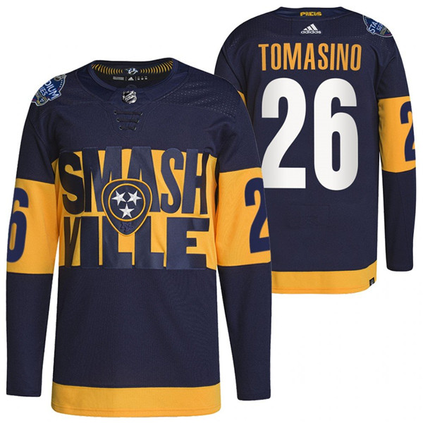 Nashville Predators #26 Philip Tomasino 2022 Navy Stadium Series Breakaway Player Stitched Jersey - Zenithce