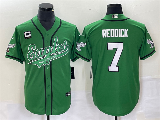 Philadelphia Eagles #7 Haason Reddick Green With C Patch Cool Base Stitched Jersey - Zenithce