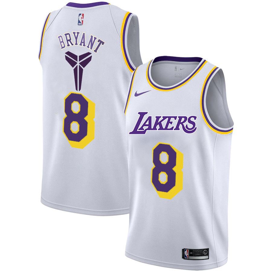 Los Angeles Lakers #8 Kobe Bryant White Swingman Black Mamba Logo Swingman Jeresy - Zenithce