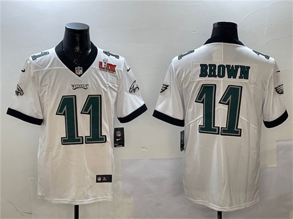 Philadelphia Eagles #11 A.J. Brown White 2025 Super Bowl LIX Patch Vapor Untouchable Limited Stitched Jersey - Zenithce