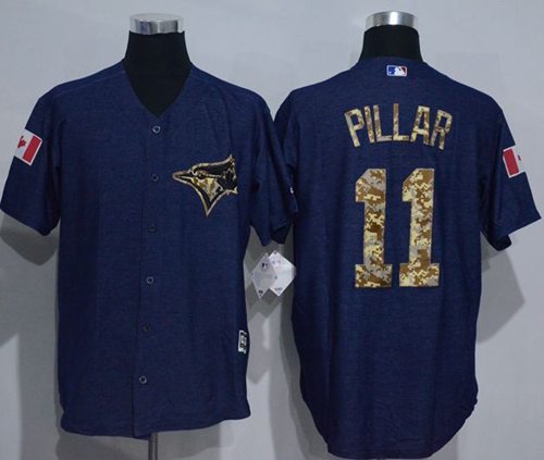 Blue Jays #11 Kevin Pillar Denim Blue Salute To Service Stitched Jersey - Zenithce
