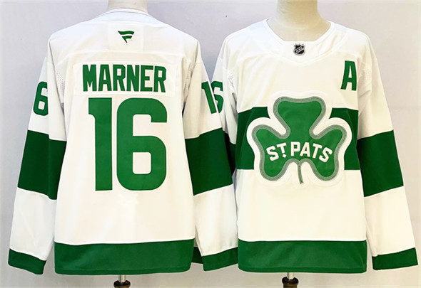 Toronto Maple Leafs #16 Mitchell Marner White Green 2024-25 With A Patch Stitched Jersey - Zenithce