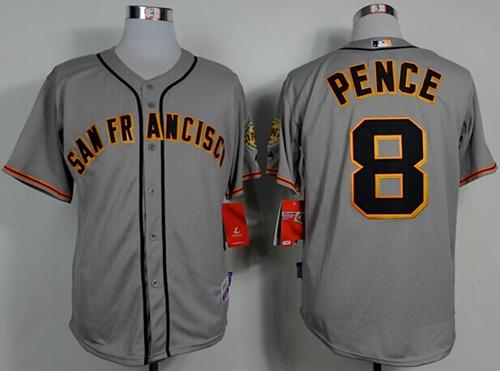 Giants #8 Hunter Pence Grey Road Cool Base Stitched Jersey - Zenithce