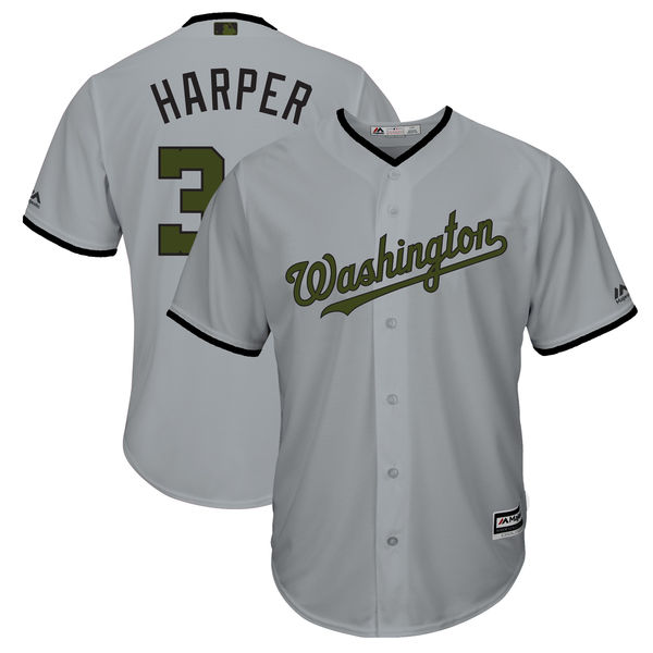 Washington Nationals #34 Bryce Harper Gray 2018 Memorial Day Cool Base Stitched Jersey - Zenithce