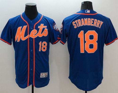 Mets #18 Darryl Strawberry Blue Flexbase Authentic Collection Stitched Jersey - Zenithce