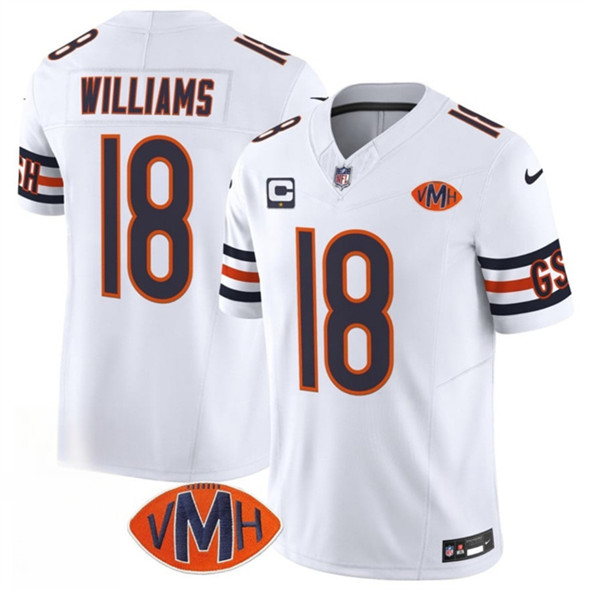 Chicago Bears #18 Caleb Williams White 2025 F.U.S.E. With 1-Star C Patch And VMH Patch Vapor Untouchable Limited Football Stitched Jersey - Zenithce