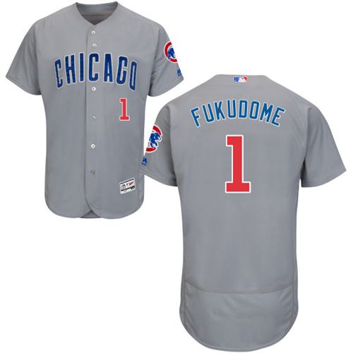 Cubs #1 Kosuke Fukudome Grey Flexbase Authentic Collection Road Stitched Jersey - Zenithce