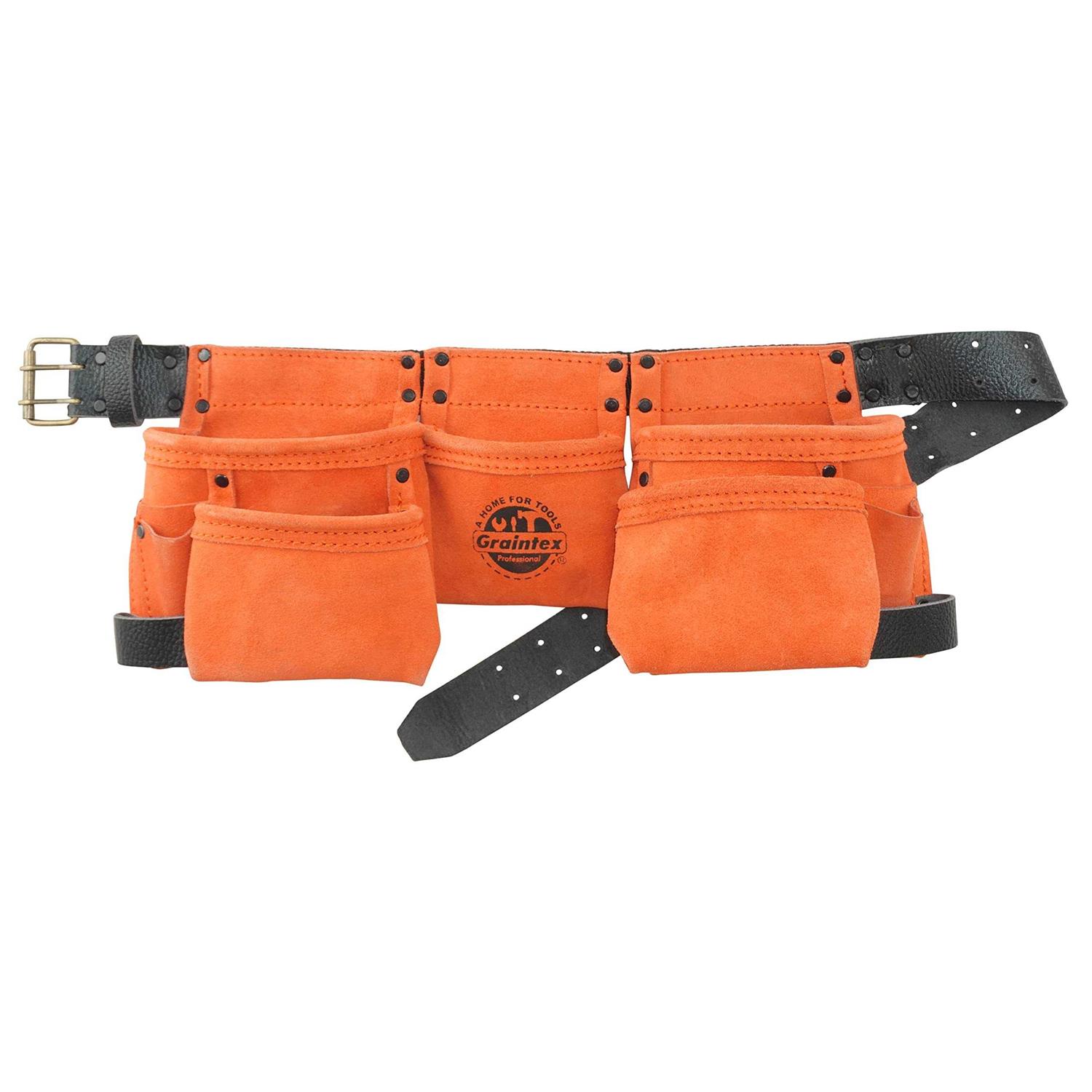 Graintex 10-Pocket Oil Tanned Leather Tool Pouch Set - Zenithce