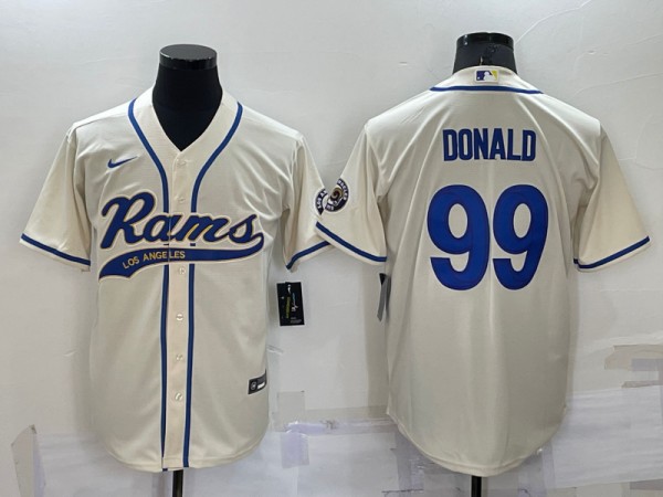 Los Angeles Rams #99 Aaron Donald Bone Cool Base Stitched Baseball Jersey - Zenithce