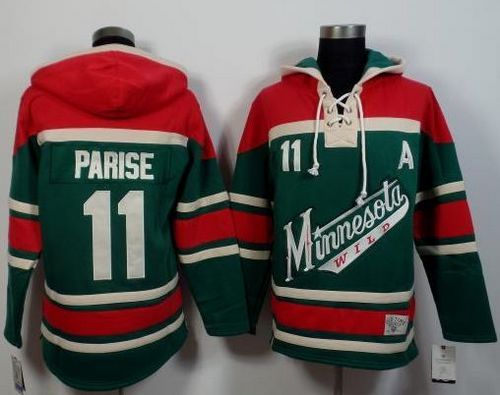 Wild #11 Zach Parise Green Red Sawyer Hooded Sweatshirt Stitched Jersey - Zenithce