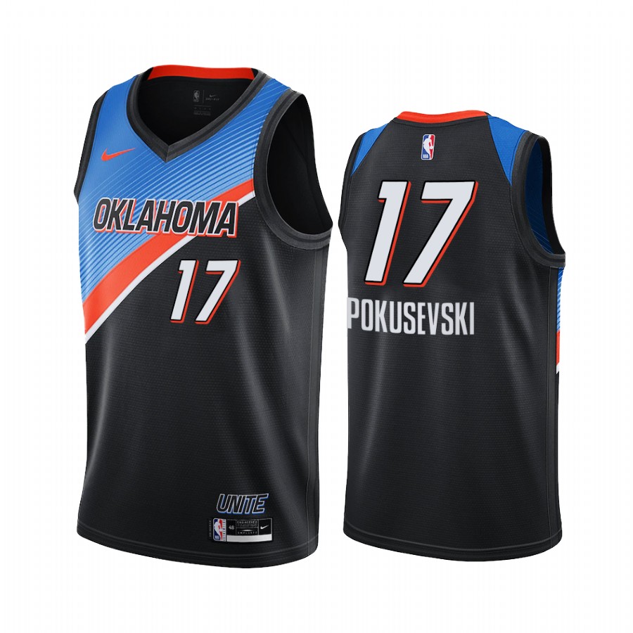 Thunder #17 Aleksej Pokusevski Black Swingman 2020-21 City Edition Jersey - Zenithce