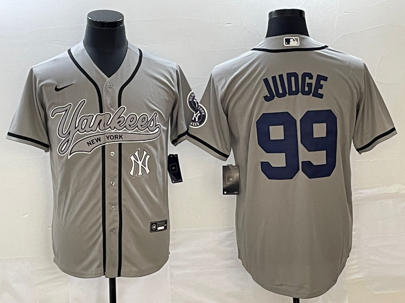 New York Yankees #99 Aaron Judge Gray With Patch Cool Base Stitched Jersey - Zenithce