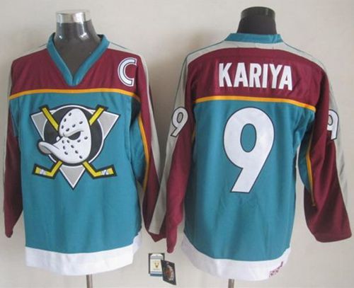 Ducks #9 Paul Kariya Red Turquoise CCM Throwback Stitched Jersey - Zenithce