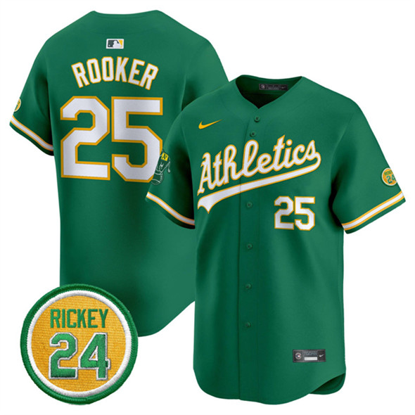 Oakland Athletics #25 Brent Rooker Green 2024 Limited With Rickey Henderson Patch Stitched Jersey - Zenithce