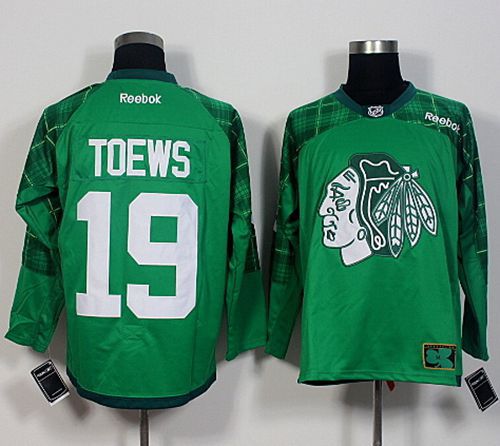 Blackhawks #19 Jonathan Toews Green St. Patrick's Day New Stitched Jersey - Zenithce