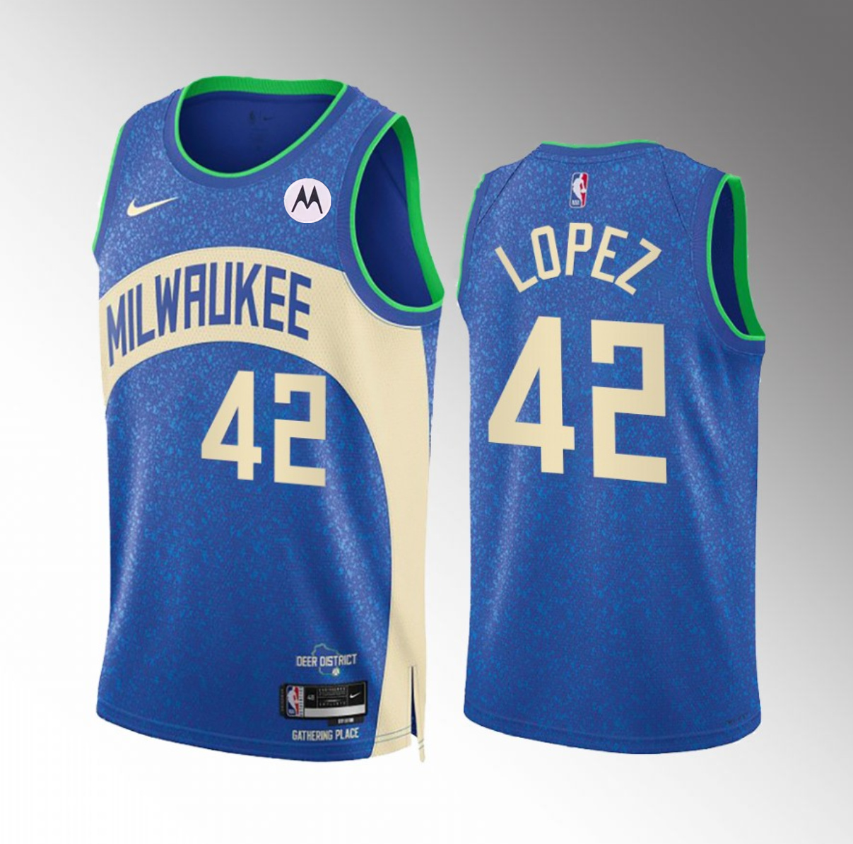 Milwaukee Bucks #42 Robin Lopez Blue 2023-24 City Edition Stitched Jersey - Zenithce
