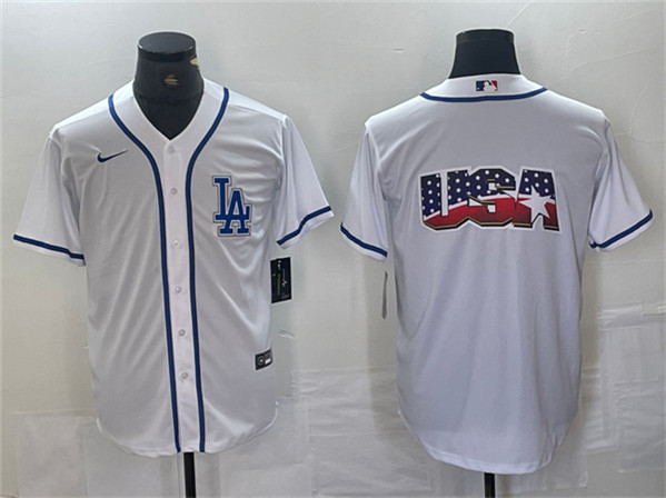 Los Angeles Dodgers Team Big Logo White Cool Base Stitched Jersey - Zenithce