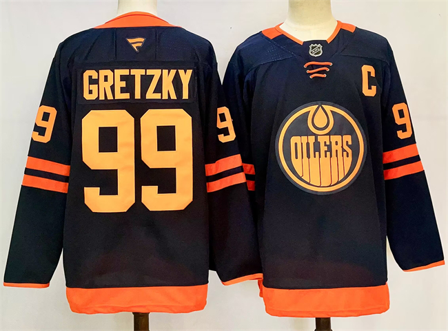 Edmonton Oilers #99 Wayne Gretzky Navy 2024-25 C Patch Stitched Jersey - Zenithce
