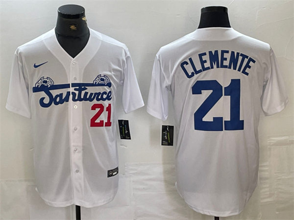 Santurce Crabbers #21 Roberto Clemente White Cool Base Stitched Jersey - Zenithce