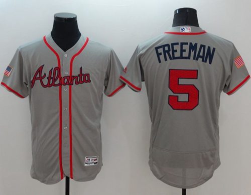 Braves #5 Freddie Freeman Grey Fashion Stars Stripes Flexbase Authentic Stitched Jersey - Zenithce